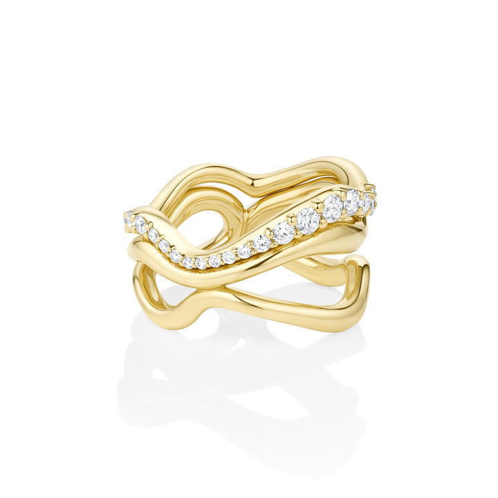 Round Diamond CVD EF/VVS Curved Pave Wedding Band