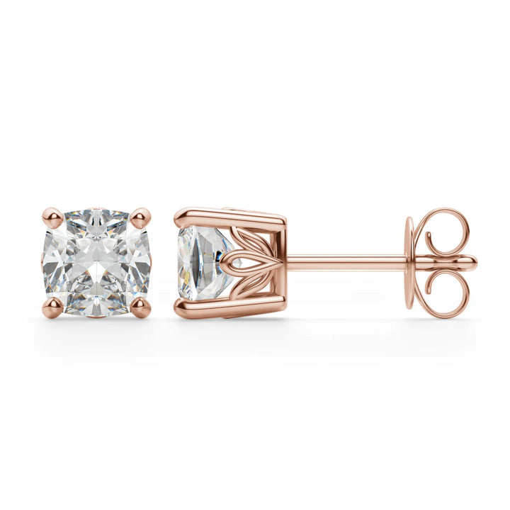 Cushion Cut Moissanite Diamond Solitaire Stud Earrings For Women
