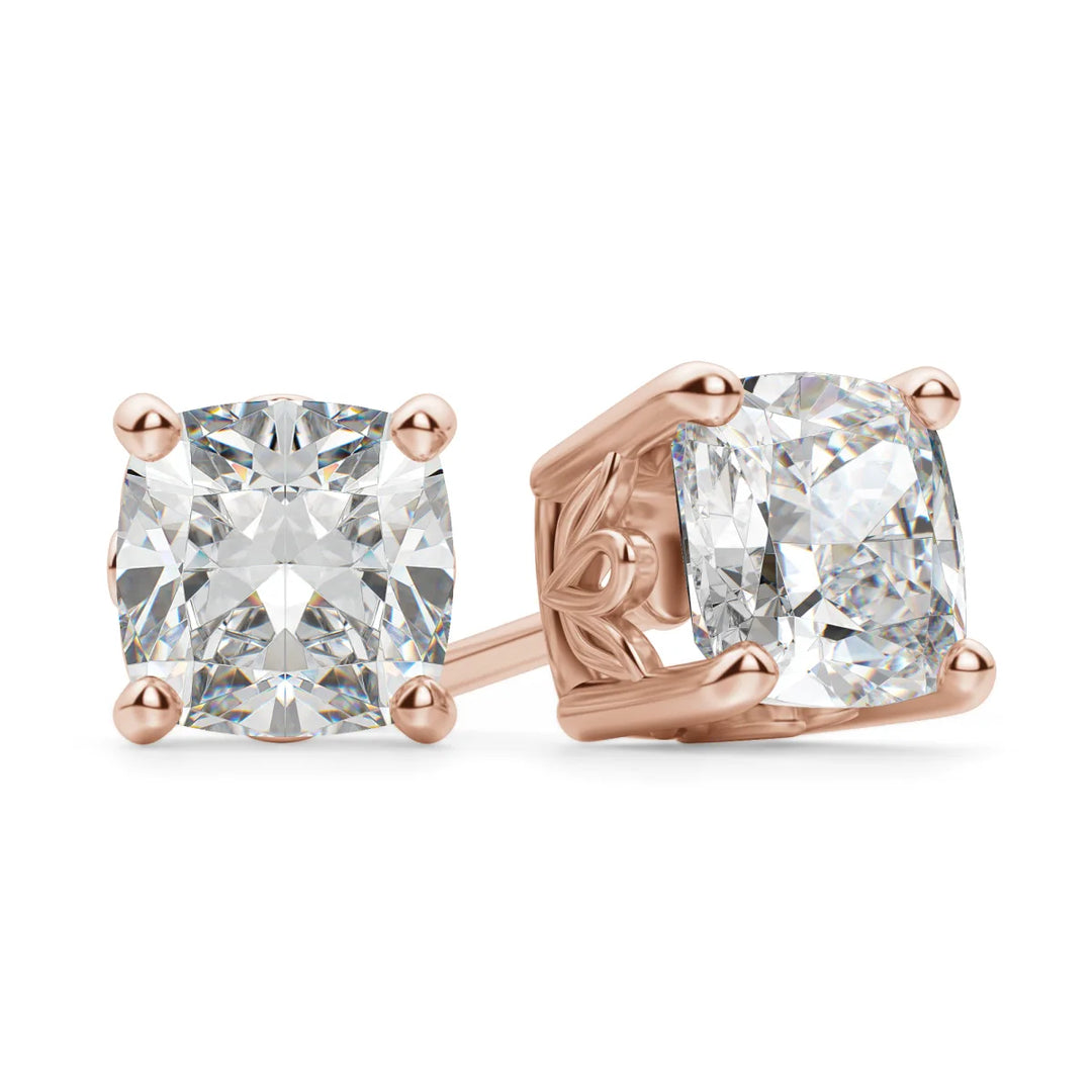Cushion Cut Moissanite Diamond Solitaire Stud Earrings For Women