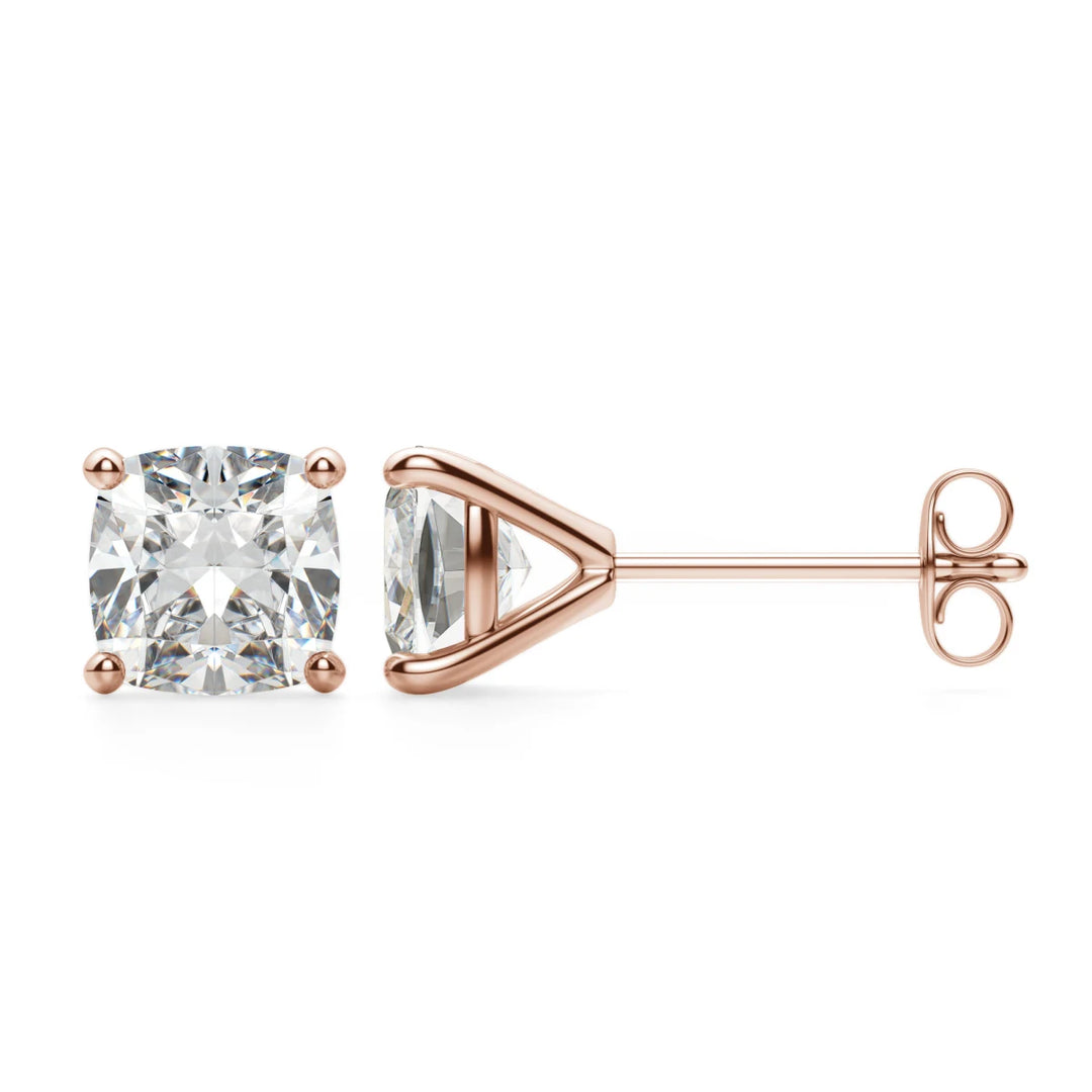 2ct Cushion Cut Moissanite Diamond Solitaire Stud Earrings