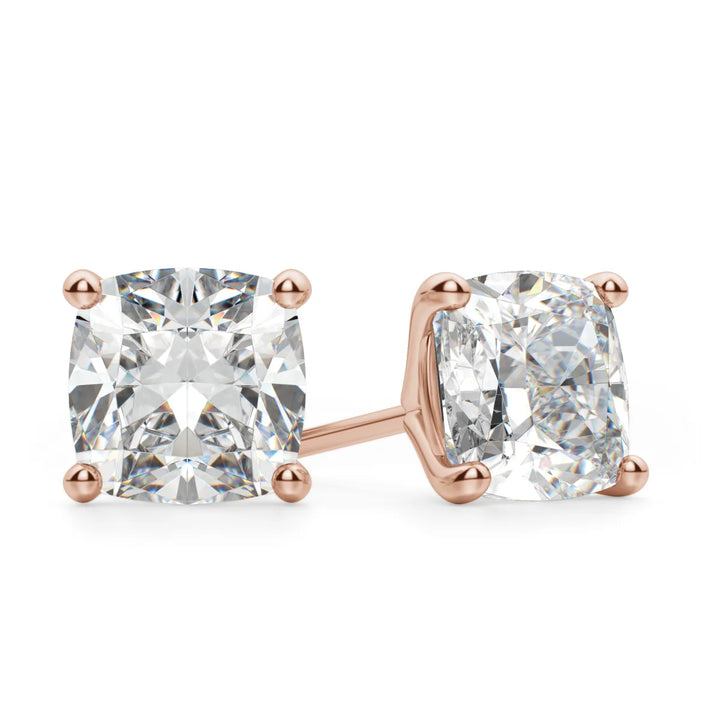 2ct Cushion Cut Moissanite Diamond Solitaire Stud Earrings