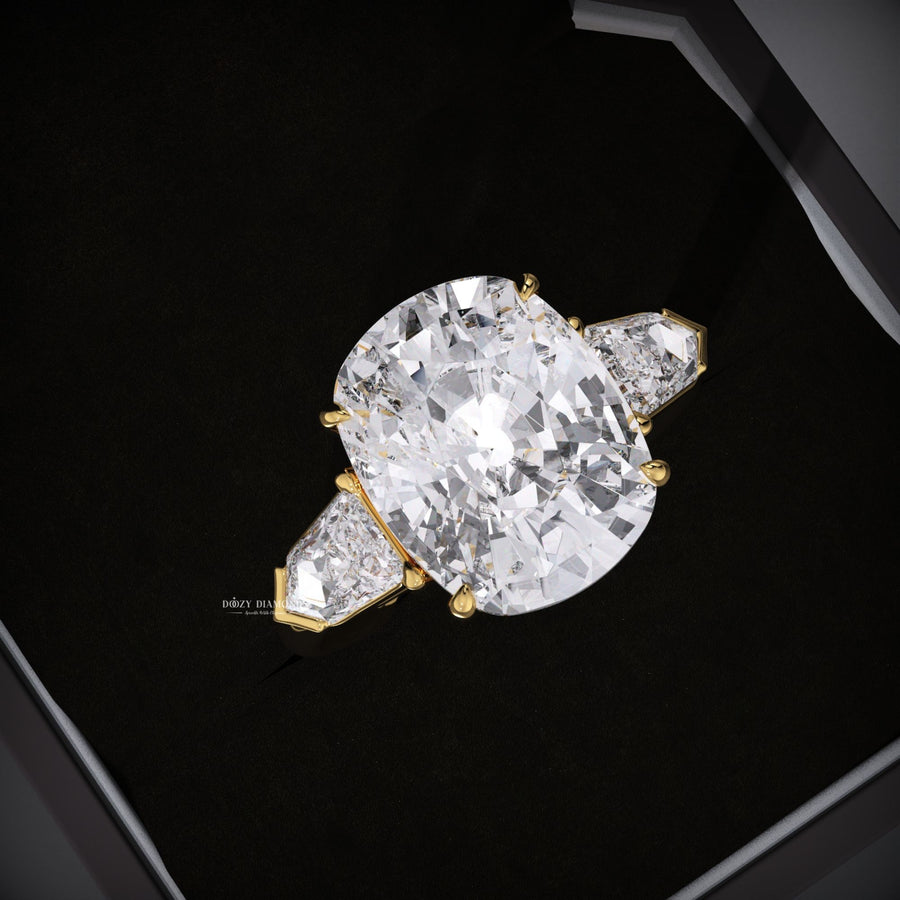 Cushion Cut, Lab Grown Diamond, Three Stone Ring, Engagement Ring, Cushion Diamond, Past Present Future, 