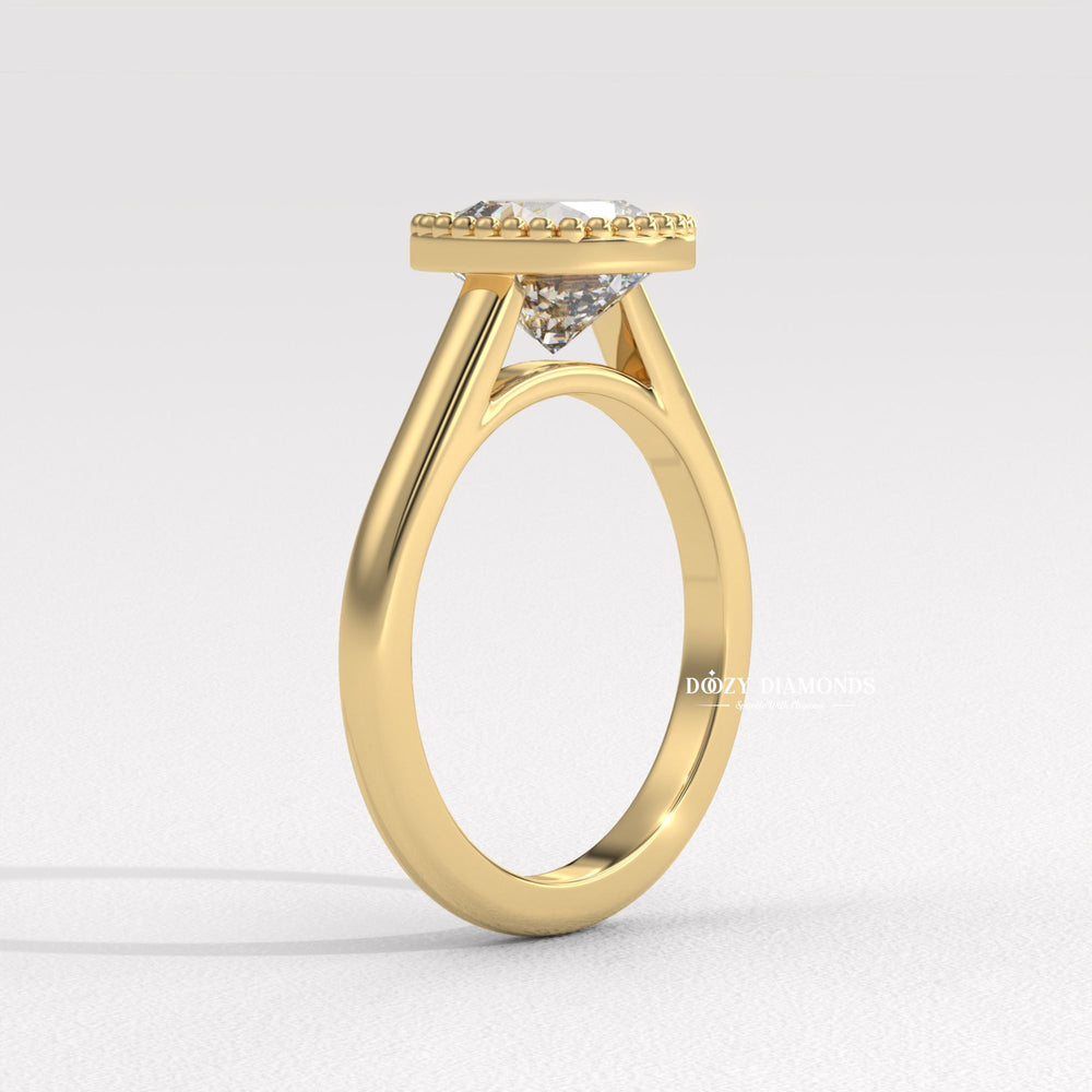 Cushion Cut Solitaire Bezel Setting
White Gold Vintage Cushion Solitaire
Antique Style Cushion Bezel Ring