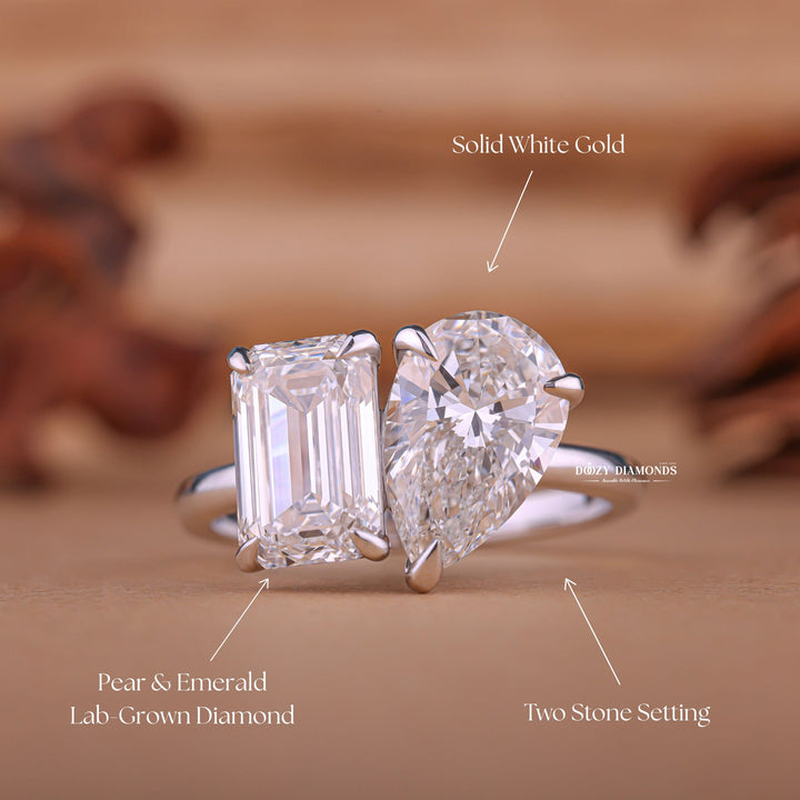 Cushion cut Toi et Moi engagement rings, Solitaire Toi et Moi engagement rings, Toi et Moi setting vs prong setting, Best metal for Toi et Moi engagement rings,