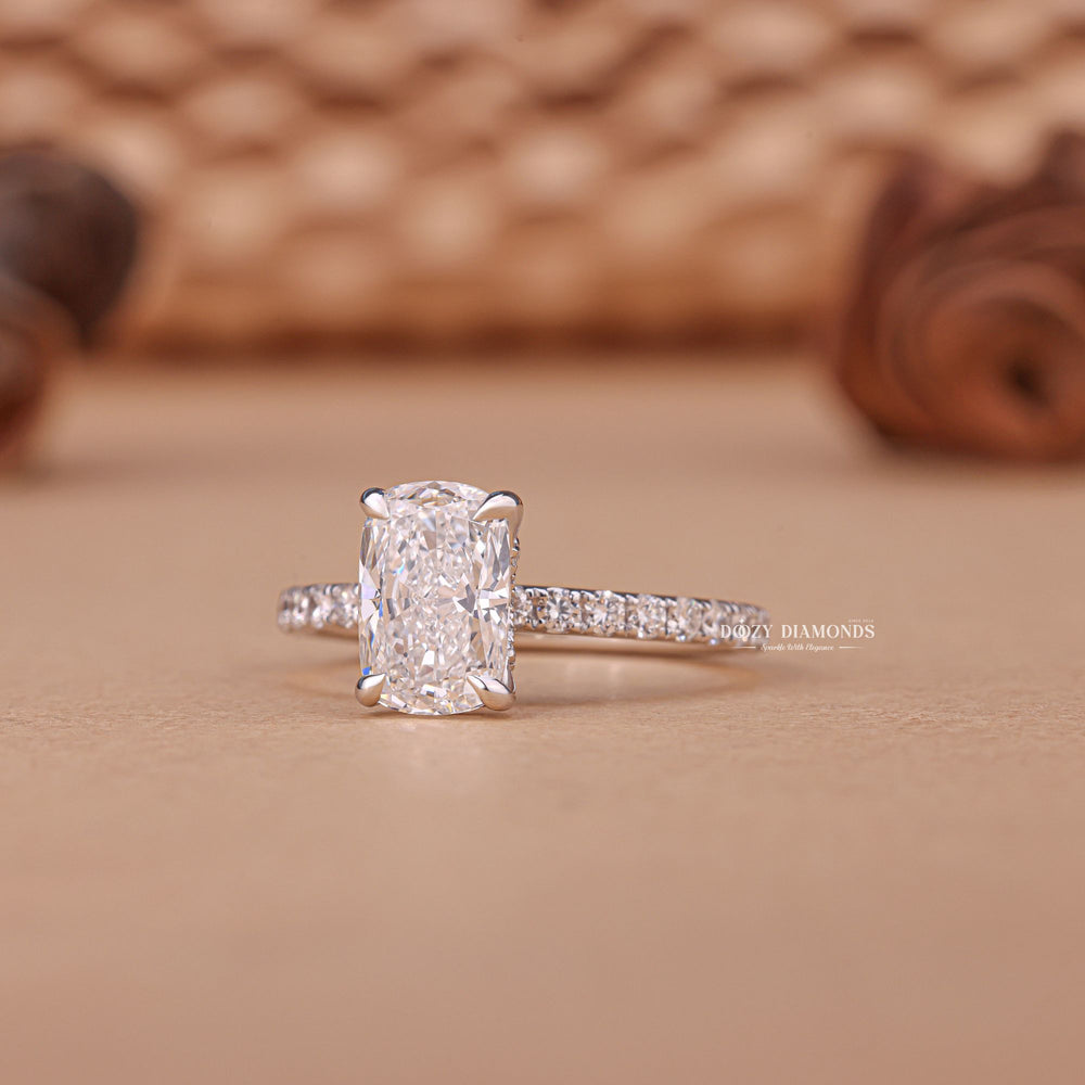 Cushion budget engagement ring, Cushion expensive engagement ring, Cushion high-quality ring, Diamond Pave Engagement Ring
