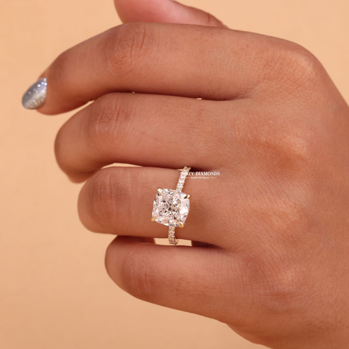 Cushion ethical engagement ring, Cushion sustainable engagement ring, Cushion conflict-free engagement ring, Cushion lab-grown engagement ring, 