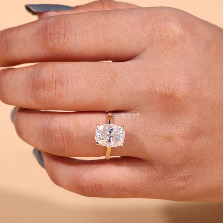 2.0CT - 3.0CT Elongated Cushion Cut E/VS1 Lab Grown Diamond Hidden Halo Engagement Ring - Doozy Diamonds