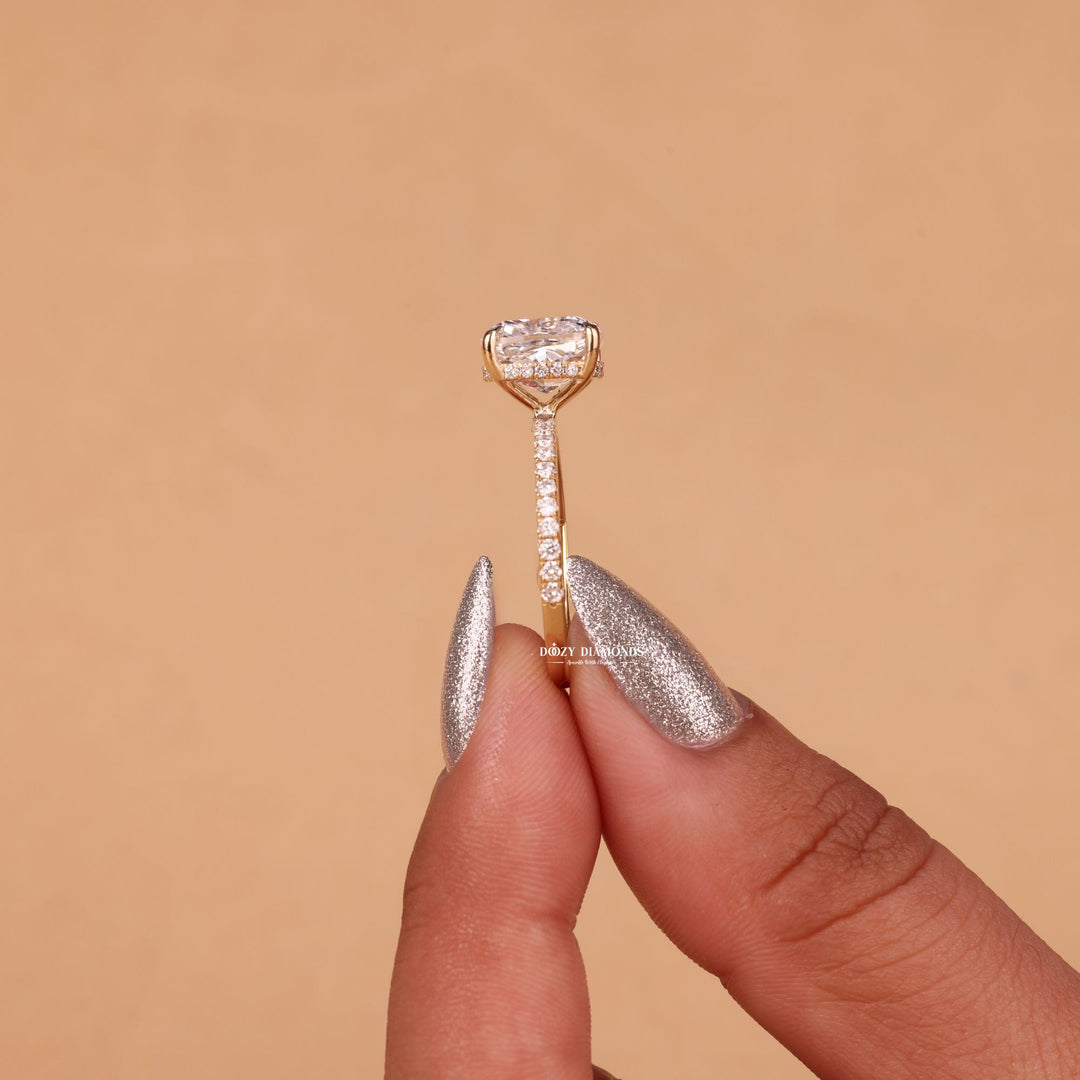Cushion tension set engagement ring, Cushion split shank engagement ring, Cu