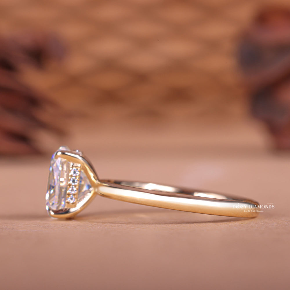Cushion vintage engagement ring, Cushion classic engagement ring, Cushion modern engagement ring, Cushion three-stone engagement ring, 
