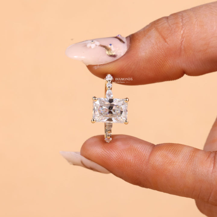 2.50CT - 3.50CT Radiant Cut F/VS2 Lab Grown Diamond Hidden Halo Engagement Ring - Doozy Diamonds