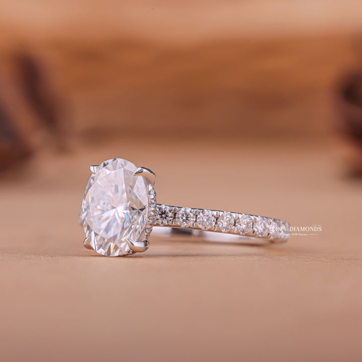 Custom hidden halo diamond rings, Hidden halo moissanite engagement rings, Vintage hidden halo rings in yellow gold, Hidden halo pear cut diamond rings, 