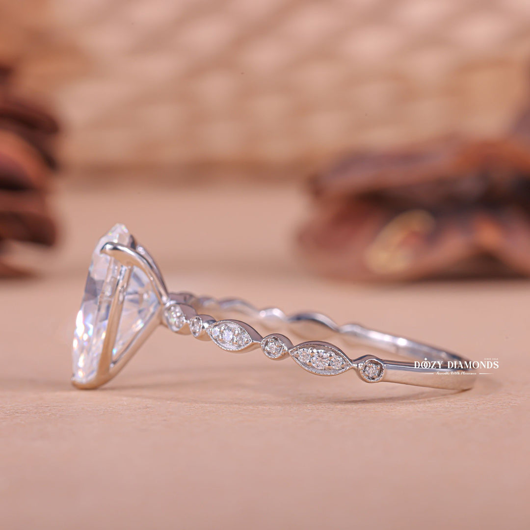 Pave ring vs solitaire ring, Best metal for pave rings, Oval cut pave diamond rings