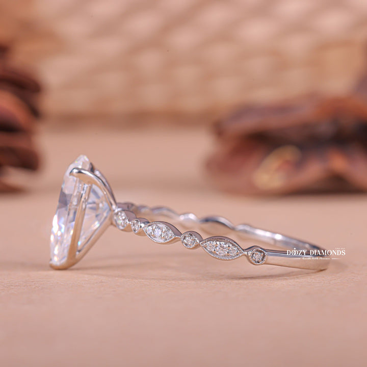 Pave ring vs solitaire ring, Best metal for pave rings, Oval cut pave diamond rings