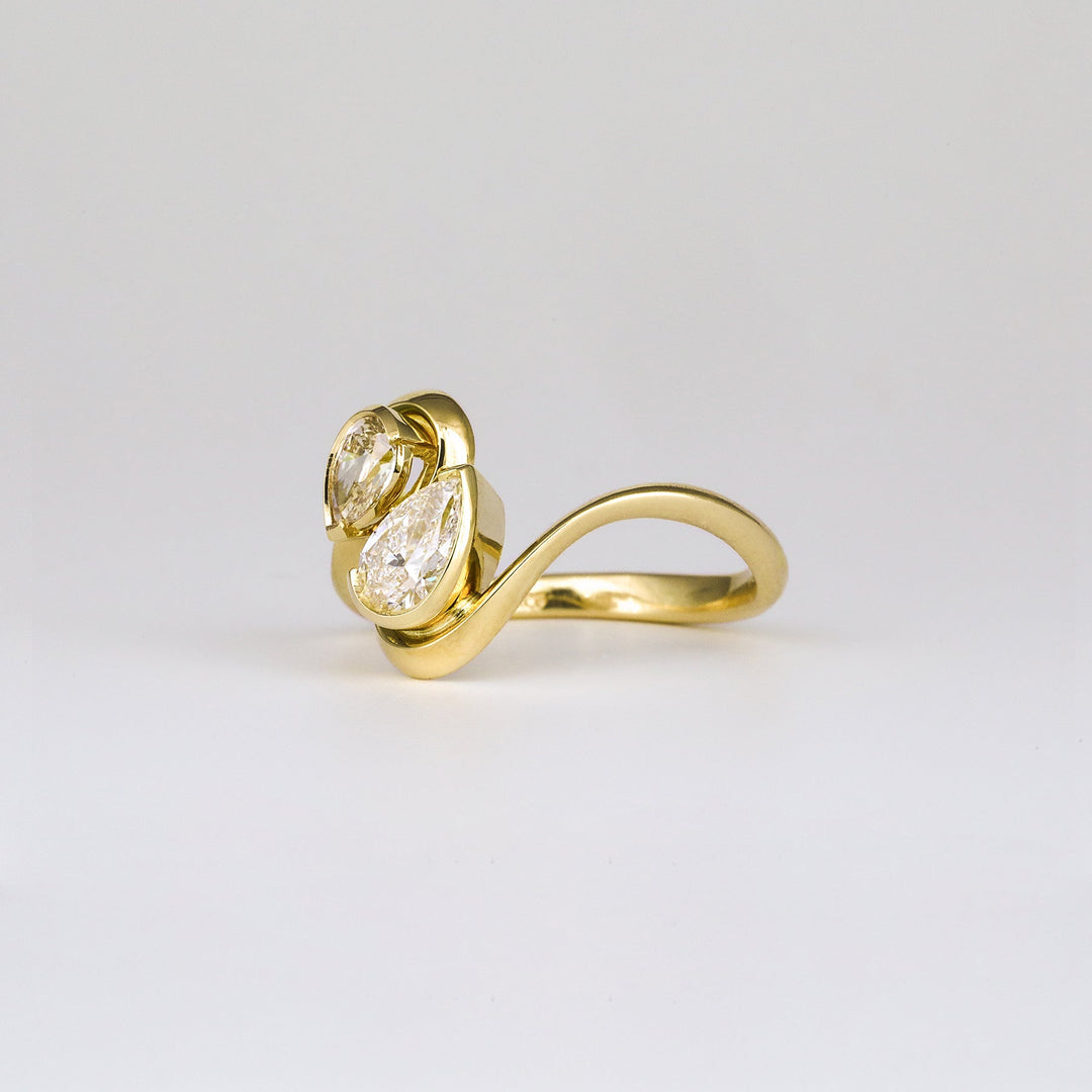 1.50CT-2.50CT Pear Cut Lab Grown Diamond Two Stone Engagement Ring