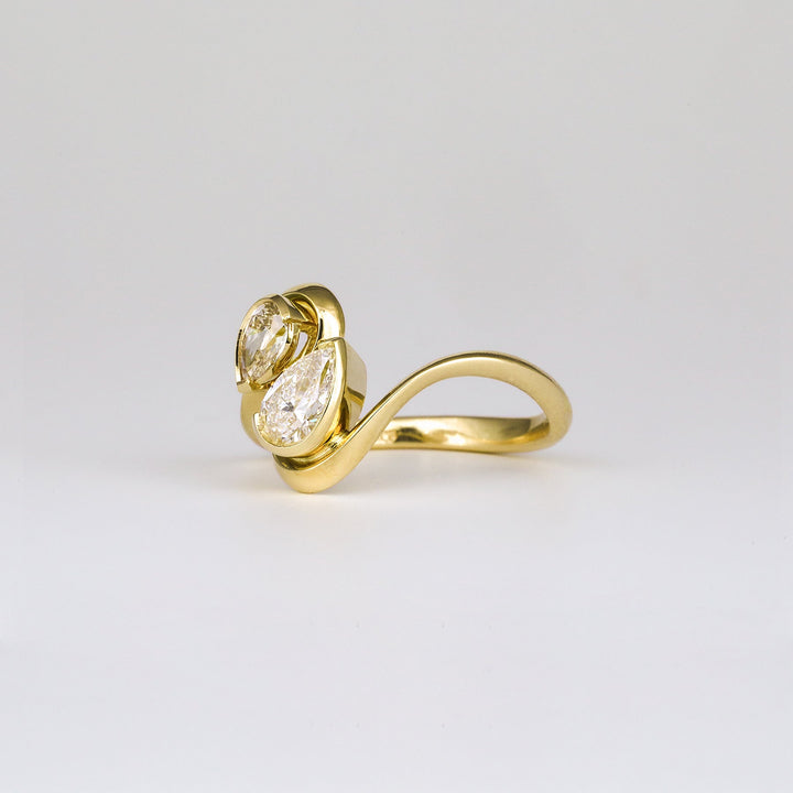 1.50CT-2.50CT Pear Cut Lab Grown Diamond Two Stone Engagement Ring