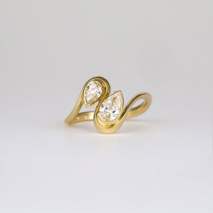 1.50CT-2.50CT Pear Cut Lab Grown Diamond Two Stone Engagement Ring
