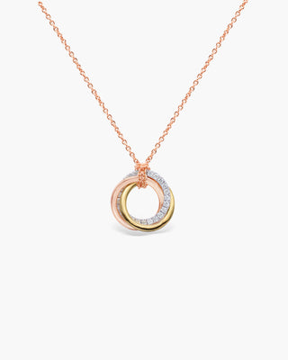 Round Cut Moissanite Interwined Tricolor Circle Diamond Necklace For Women