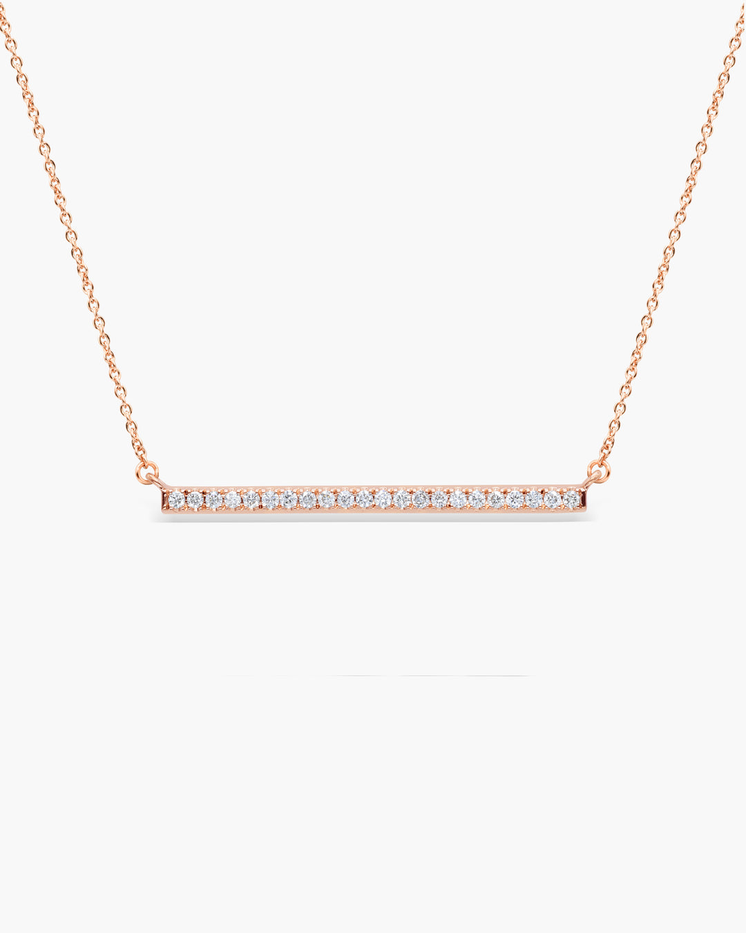 Round Cut Diamond Bar Moissanite Necklace For Women