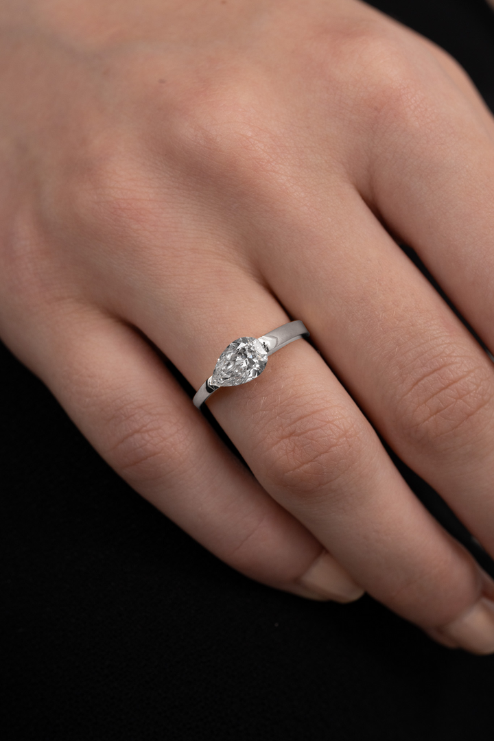 1.0CT-2.0CT Pear Cut Lab Grown Diamond Tension Set Engagement Ring