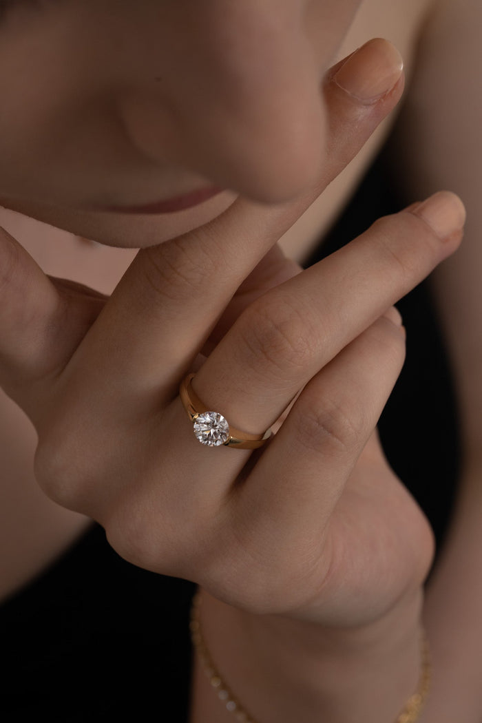 1.0CT-2.0CT Round Cut Lab Grown Diamond Engagement Ring for Her