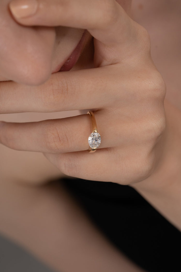 1.0CT-2.0CT East West Oval Cut Lab Grown Diamond Engagement Ring