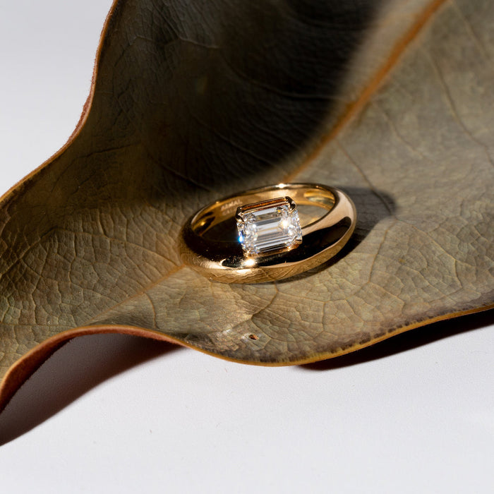 1.0CT-2.0CT Emerald Cut Lab Grown Dome Diamond Engagement Ring