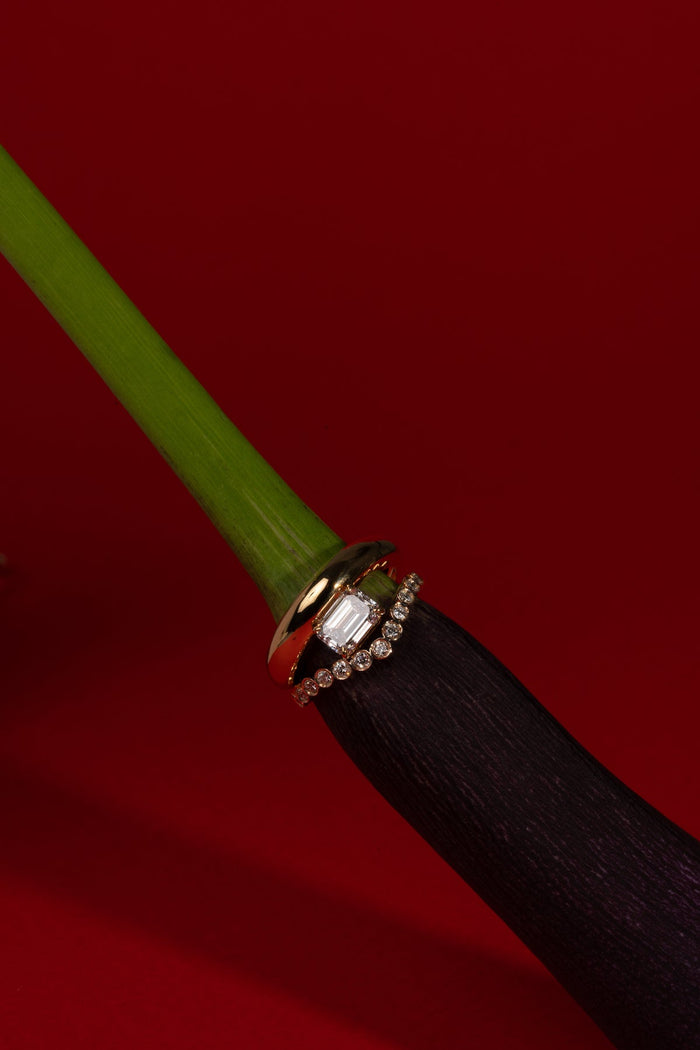 1.0CT-2.0CT Emerald Cut Lab Grown Dome Diamond Engagement Ring
