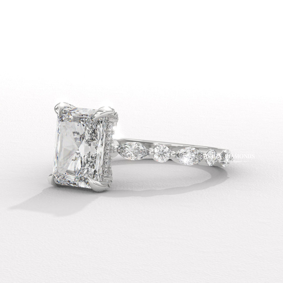 18k white gold pavé engagement ring
D/E color VVS lab diamond ring
Eco-friendly radiant diamond jewelry