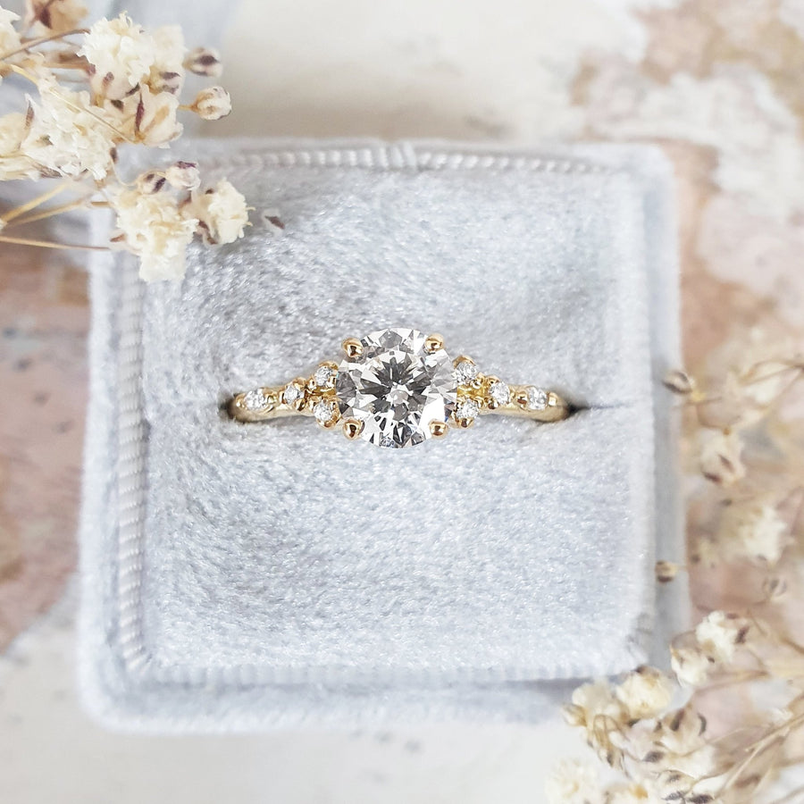 1.0CT round pave lab grown diamond engagement ring for sale