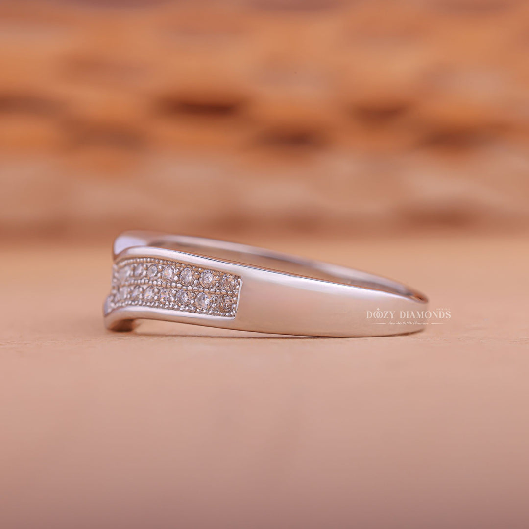 Two-tone diamond wedding band, Certified diamond wedding band, Handcrafted diamond wedding band, Artisan diamond wedding band, Designer diamond wedding band, 