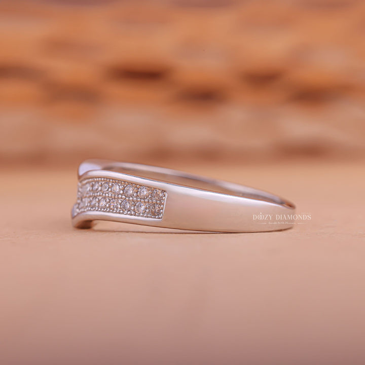 Two-tone diamond wedding band, Certified diamond wedding band, Handcrafted diamond wedding band, Artisan diamond wedding band, Designer diamond wedding band, 