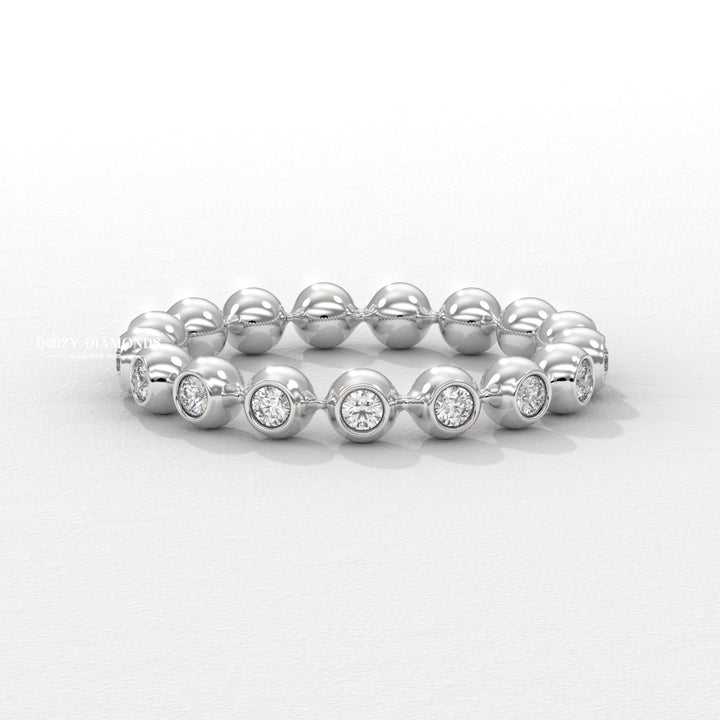Floating Bubble Half Eternity Wedding Band, 1.50 MM Round Brilliant Cut Lab Created Diamond Band, Matching Band for Engagement Ring