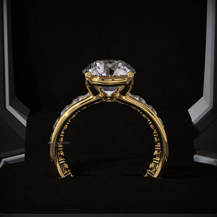 Round Lab Grown Solitaire Engagement Ring & Eternity Stacking Wedding Band