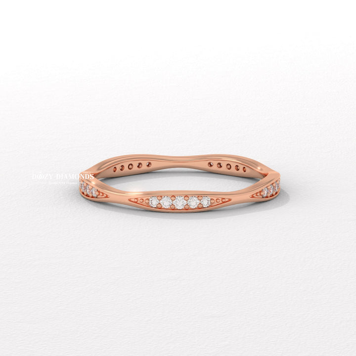 Round Lab Grown Tapered Pave Diamond Full Eternity Wedding Band