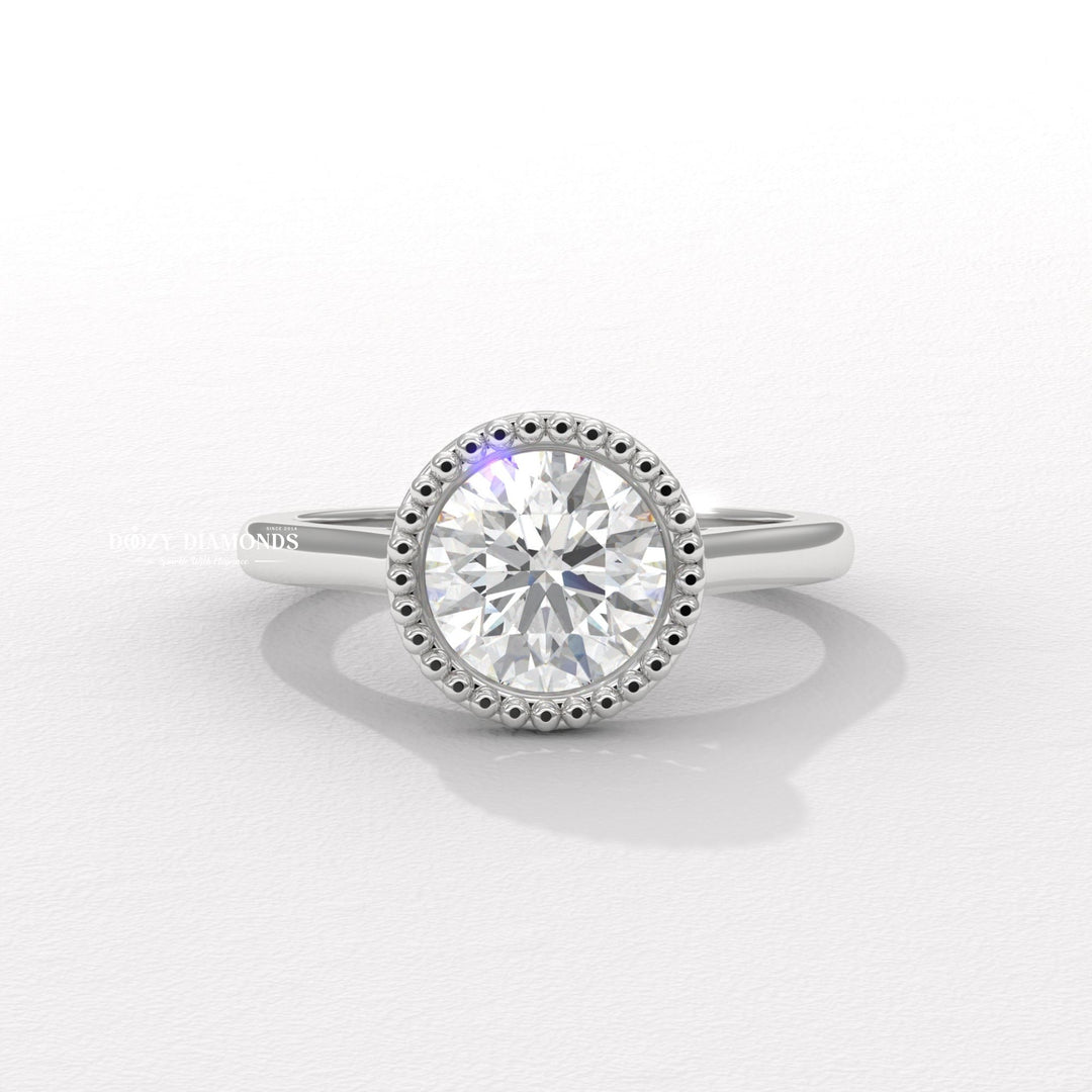 Vintage Bezel Solitaire Round Cut Diamond Engagement Ring