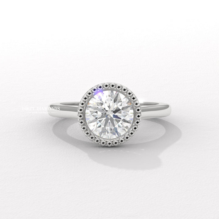 Vintage Bezel Solitaire Round Cut Diamond Engagement Ring