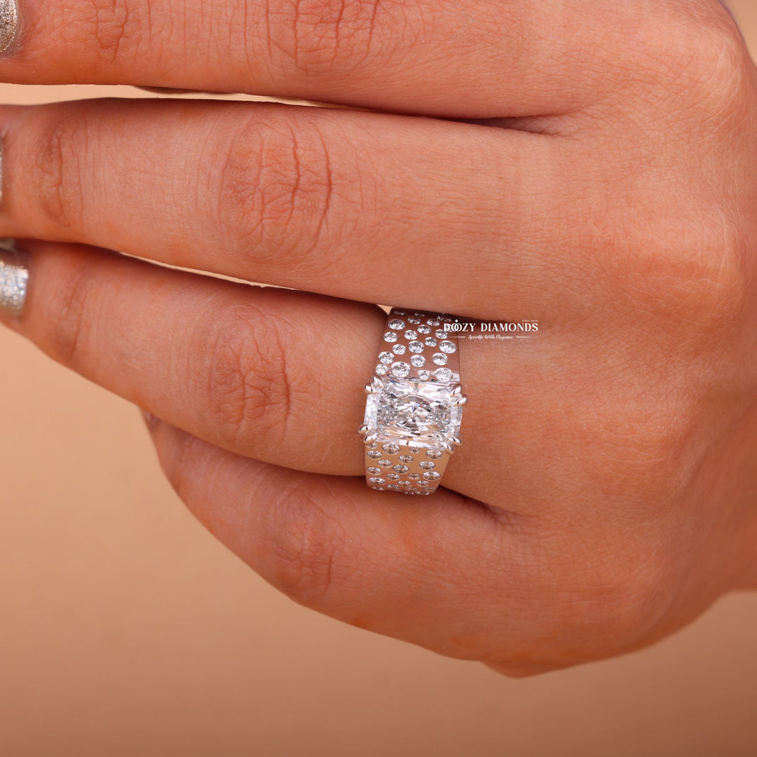 2.0CT-3.0CT Radiant F/VS1 Lab Grown Diamond Flush Set Engagement Ring