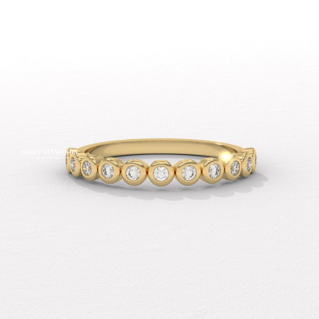 Round Lab Created Diamond Eternity Band, 2.0 MM Round Bezel Set Wedding Band
