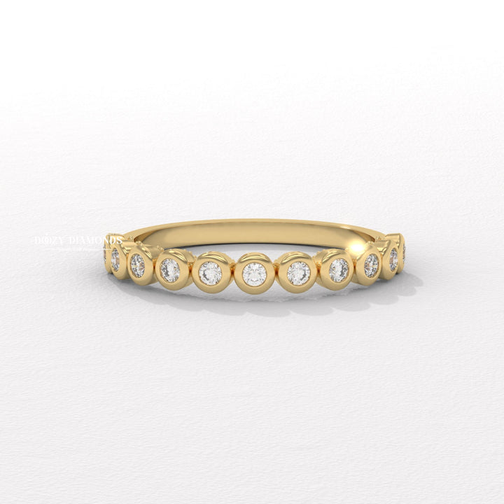 Round Lab Created Diamond Eternity Band, 2.0 MM Round Bezel Set Wedding Band