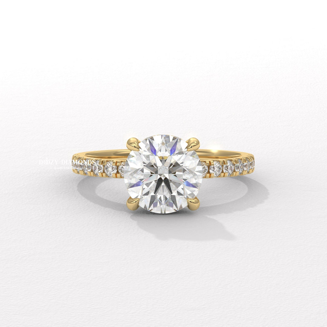 Hidden Halo Ring, Round Brilliant Cut Lab Grown Diamond Ring