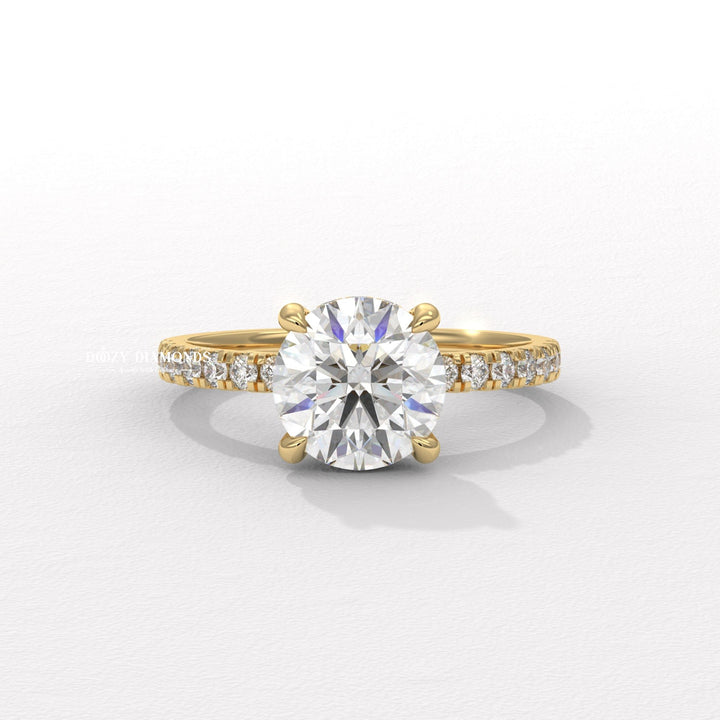 Hidden Halo Ring, Round Brilliant Cut Lab Grown Diamond Ring