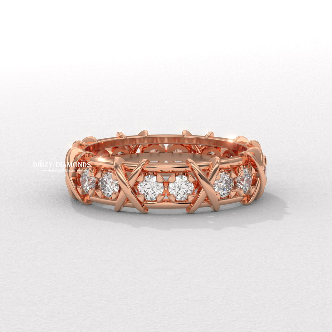 Full Eternity Wedding Band - 3.50MM Round Brilliant Cut EF/VS Lab Created Diamond Stackable Matching Band