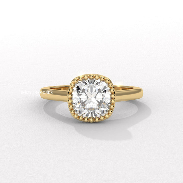 White Gold Bezel Set Cushion Ring
Cushion Cut Vintage Engagement Ring
Vintage Bezel Cushion Diamond Ring