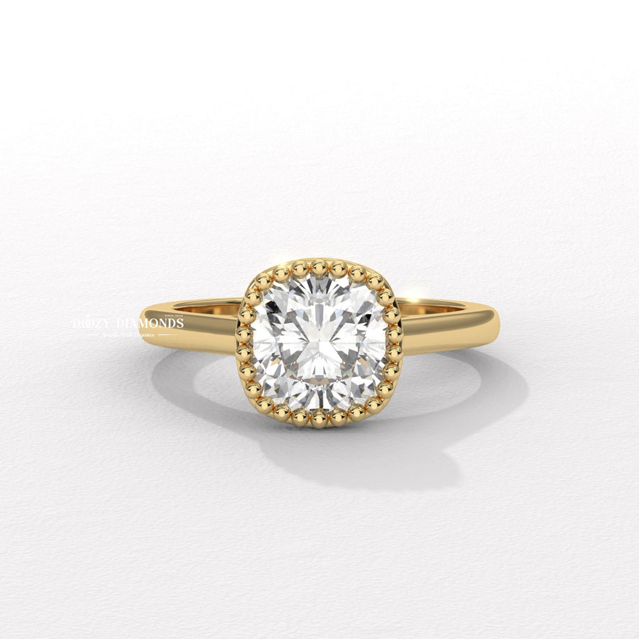 White Gold Bezel Set Cushion Ring
Cushion Cut Vintage Engagement Ring
Vintage Bezel Cushion Diamond Ring