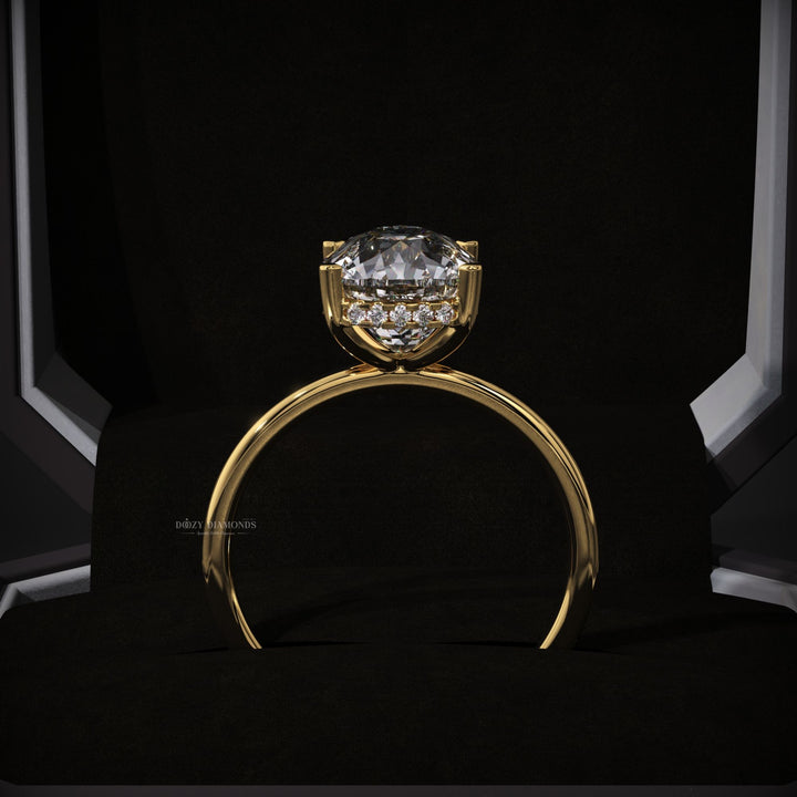 Cushion Lab Grown E/VVS2 Hidden Halo Diamond Engagement Ring