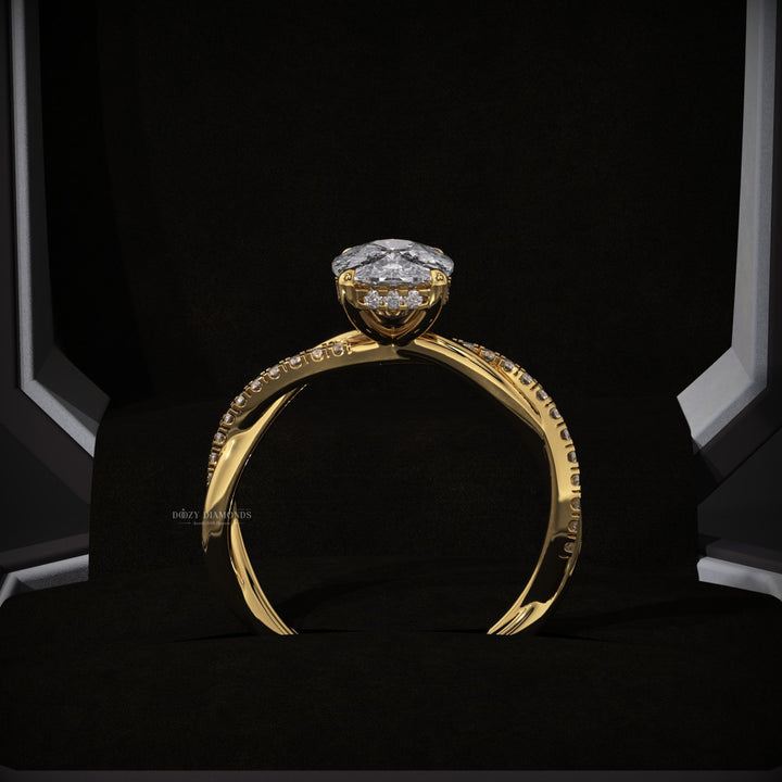Cushion Lab Grown E/VVS1 Hidden Halo Diamond Infinity Pave Engagement Ring