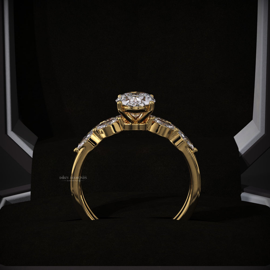 Oval Lab Grown Pave Engagement Ring & Cluster Wedding Band