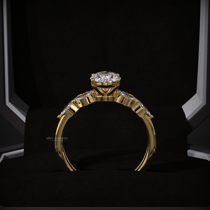 Oval Lab Grown Pave Engagement Ring & Cluster Wedding Band