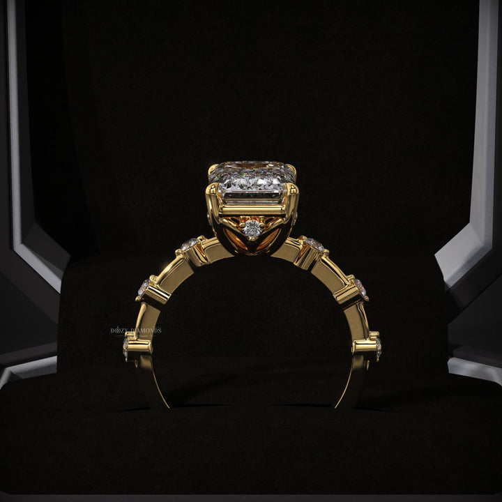 Emerald Lab Grown E/VVS1 Distance Pave Diamond Engagement Ring