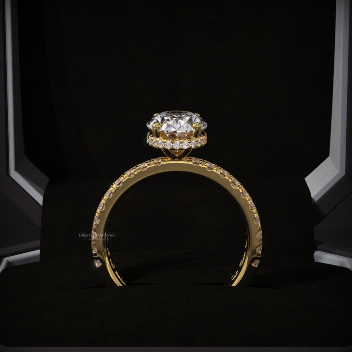 Oval Hidden Halo Lab Grown Engagement Ring - Floating Bubble Wedding Band